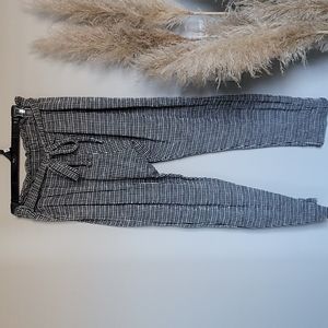 Womens white and black paperbag tie waist pant dressy size L